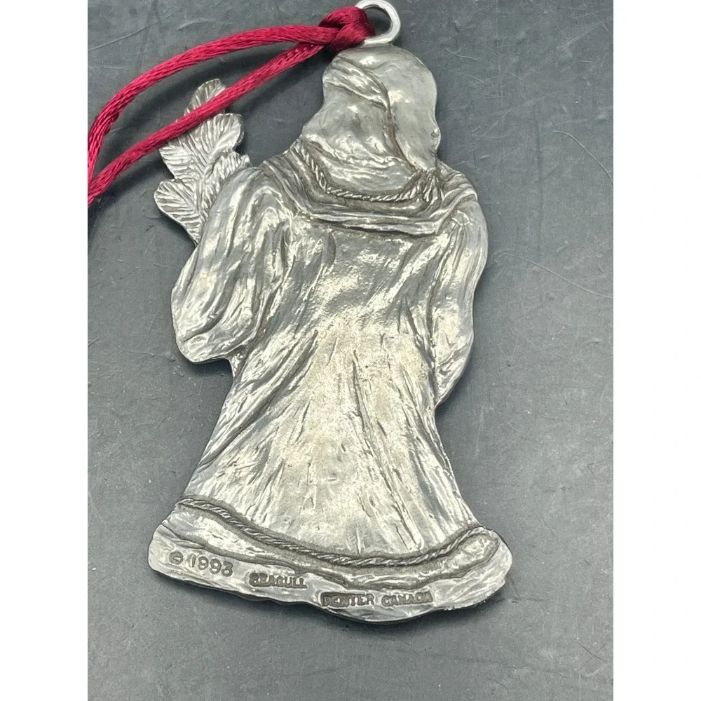 Set of 2 Seagull Pewter Christmas Ornaments Santa‎ Claus Vtg Made In Nova Scotia